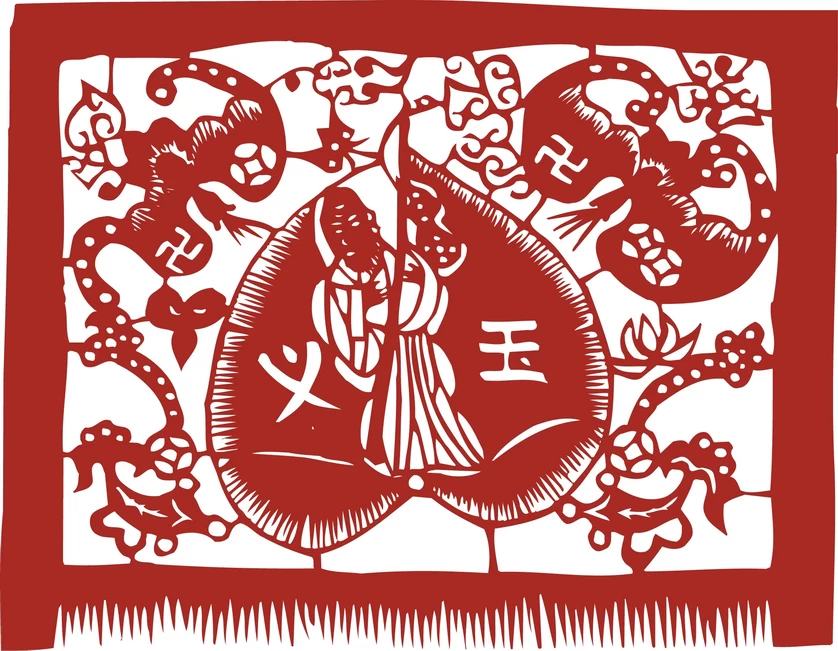 中国风中式传统喜庆民俗人物动物窗花剪纸插画边框AI矢量PNG素材【1866】